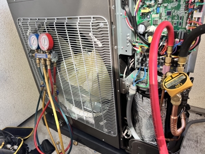 Outdoor AC condenser inspected during AC repair in Encinitas CA