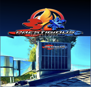 Rooftop heat pump installation in Poway CA by Prestigious Heating & Air Conditioning