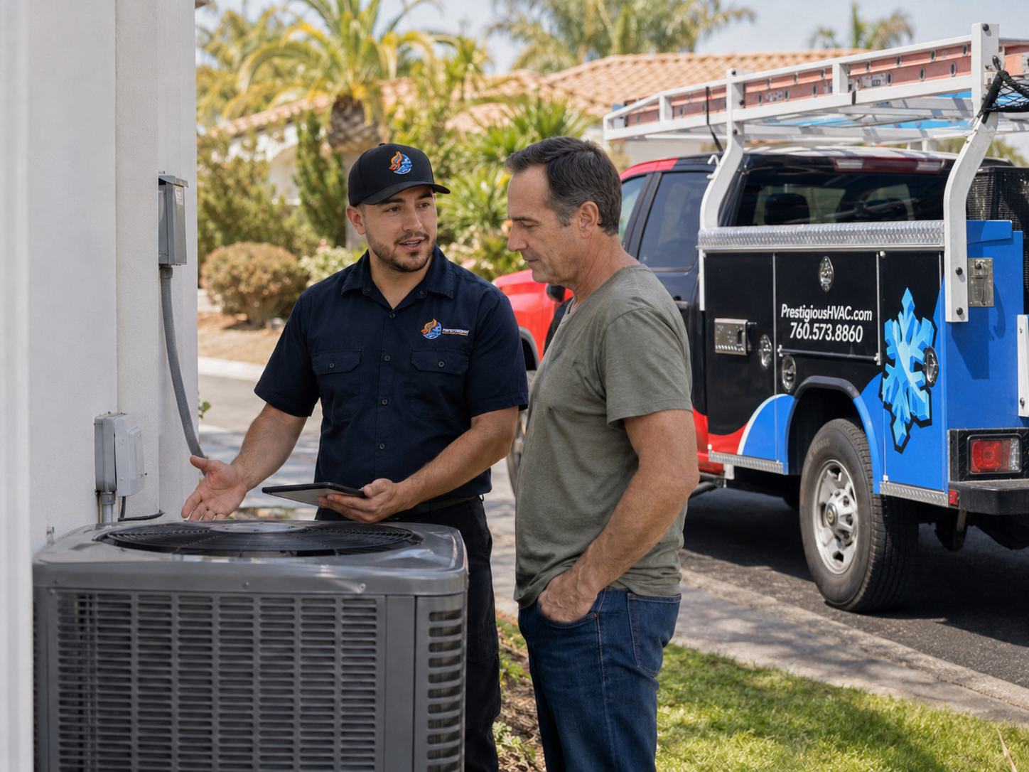 HVAC technician providing second opinion before HVAC replacement decision in Carlsbad CA