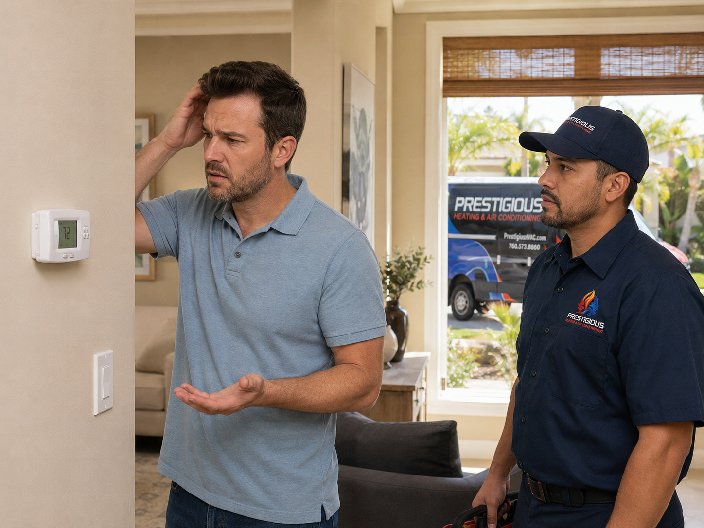 Homeowner concerned about AC short cycling and thermostat issues in Carlsbad CA home