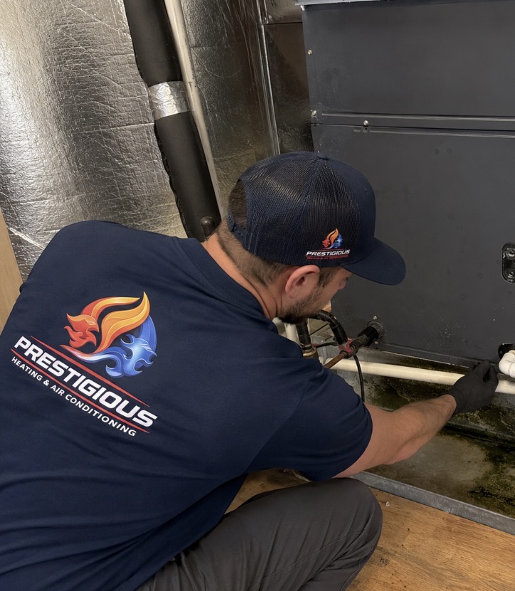 Condensate drain inspection for AC humidity problem in Carlsbad CA