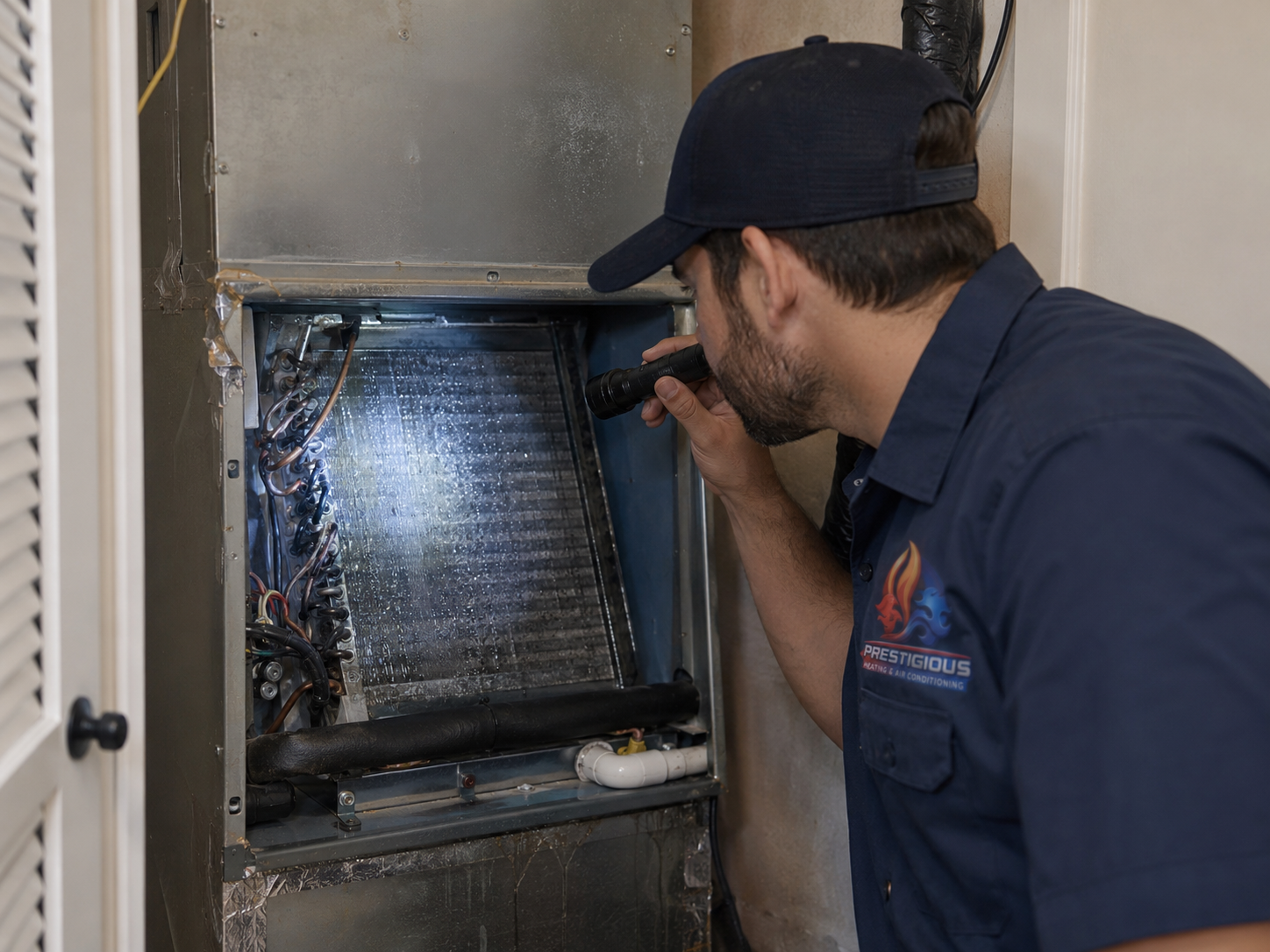 Evaporator coil moisture inspection for humidity control issue in Carlsbad CA