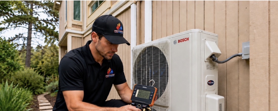 Outdoor ductless mini-split condenser installed for targeted comfort in Carlsbad CA