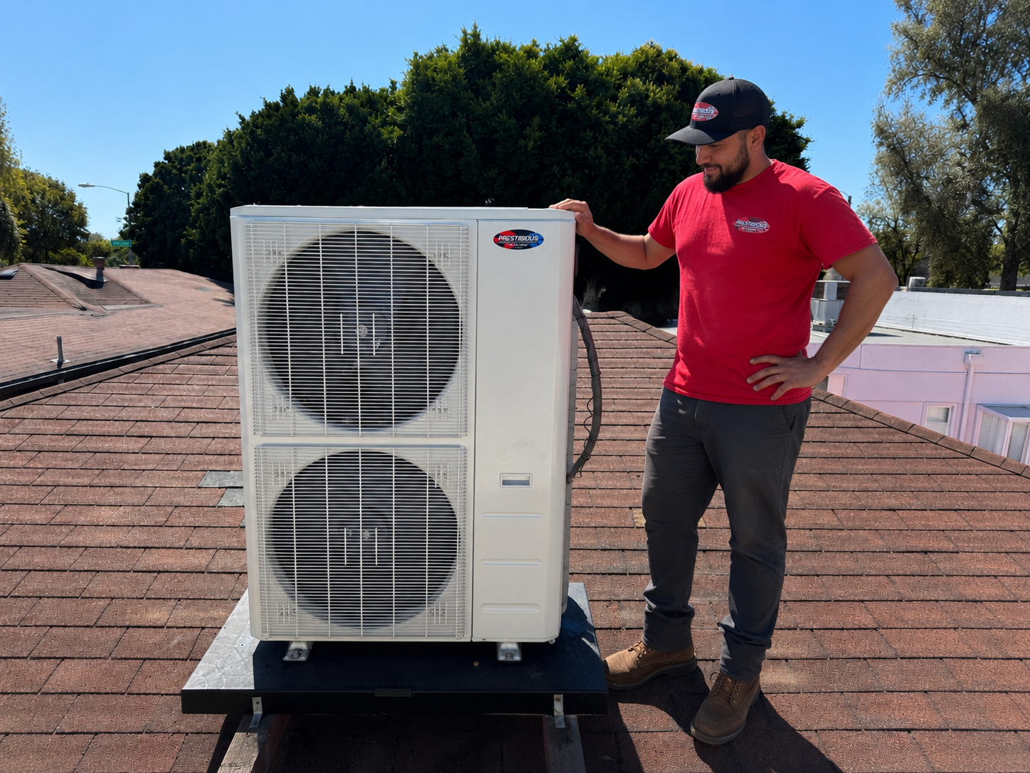 Inverter air conditioner outdoor unit installed during AC replacement in Carlsbad CA