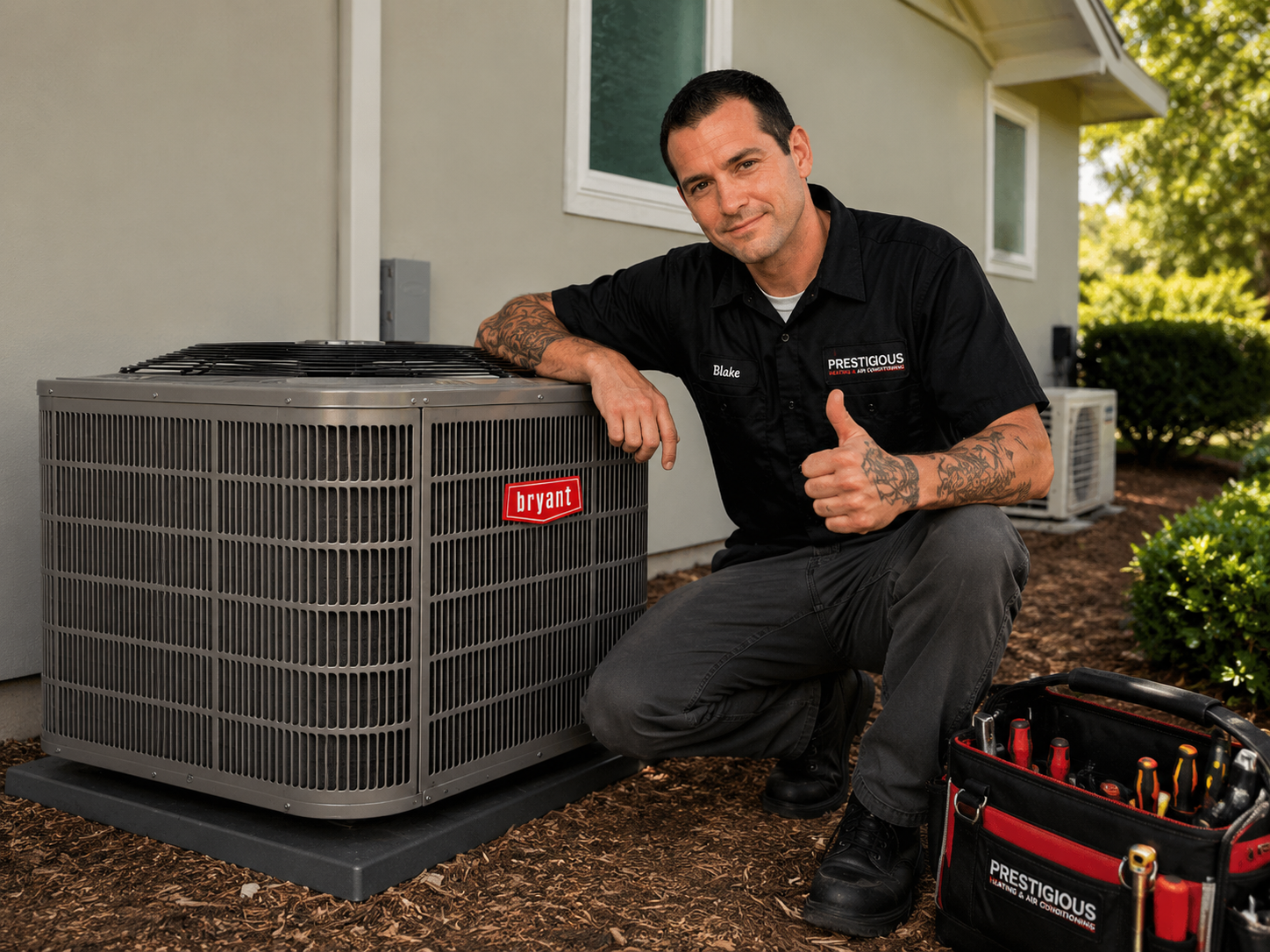 Prestigious Heating & Air Conditioning technician performing a final quality review of a completed HVAC installation in Carlsbad, California.